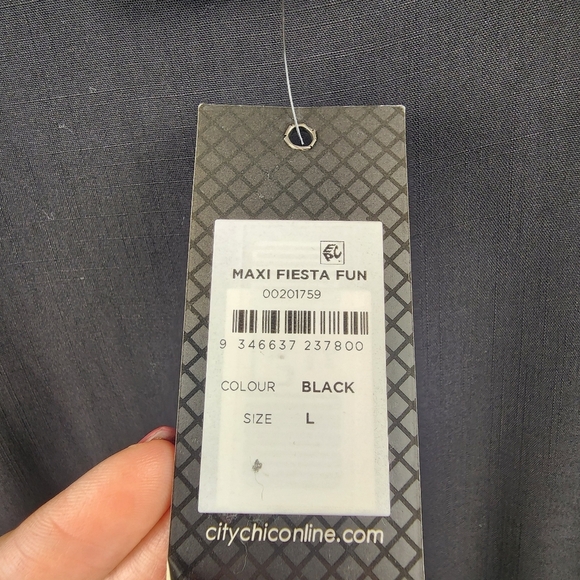 City Chic L New (NWT) Women's Black Maxi Palm Love Beach Wrap Dress Plus Size 20 - Picture 7 of 9